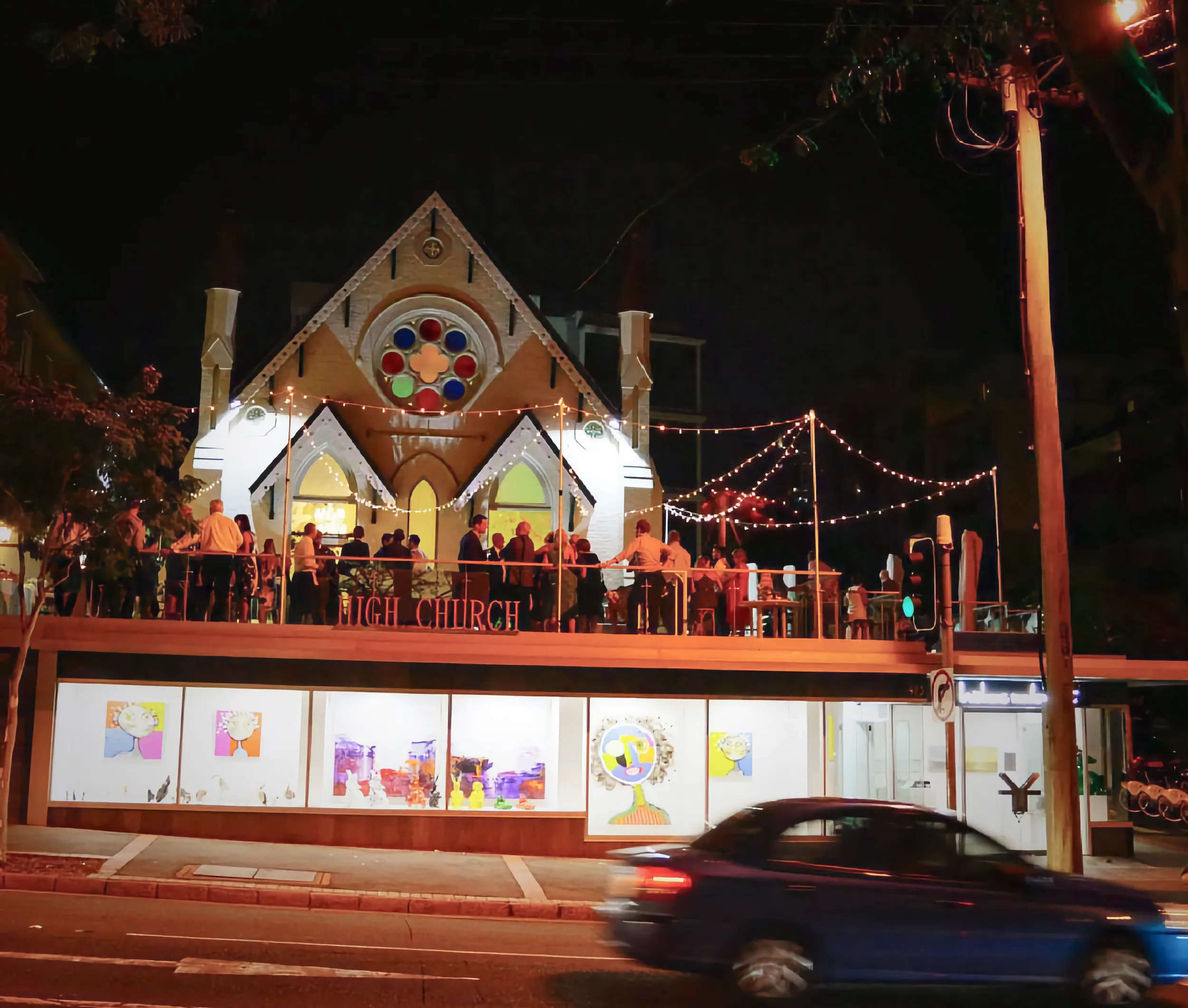 Exterior of the High Church at night