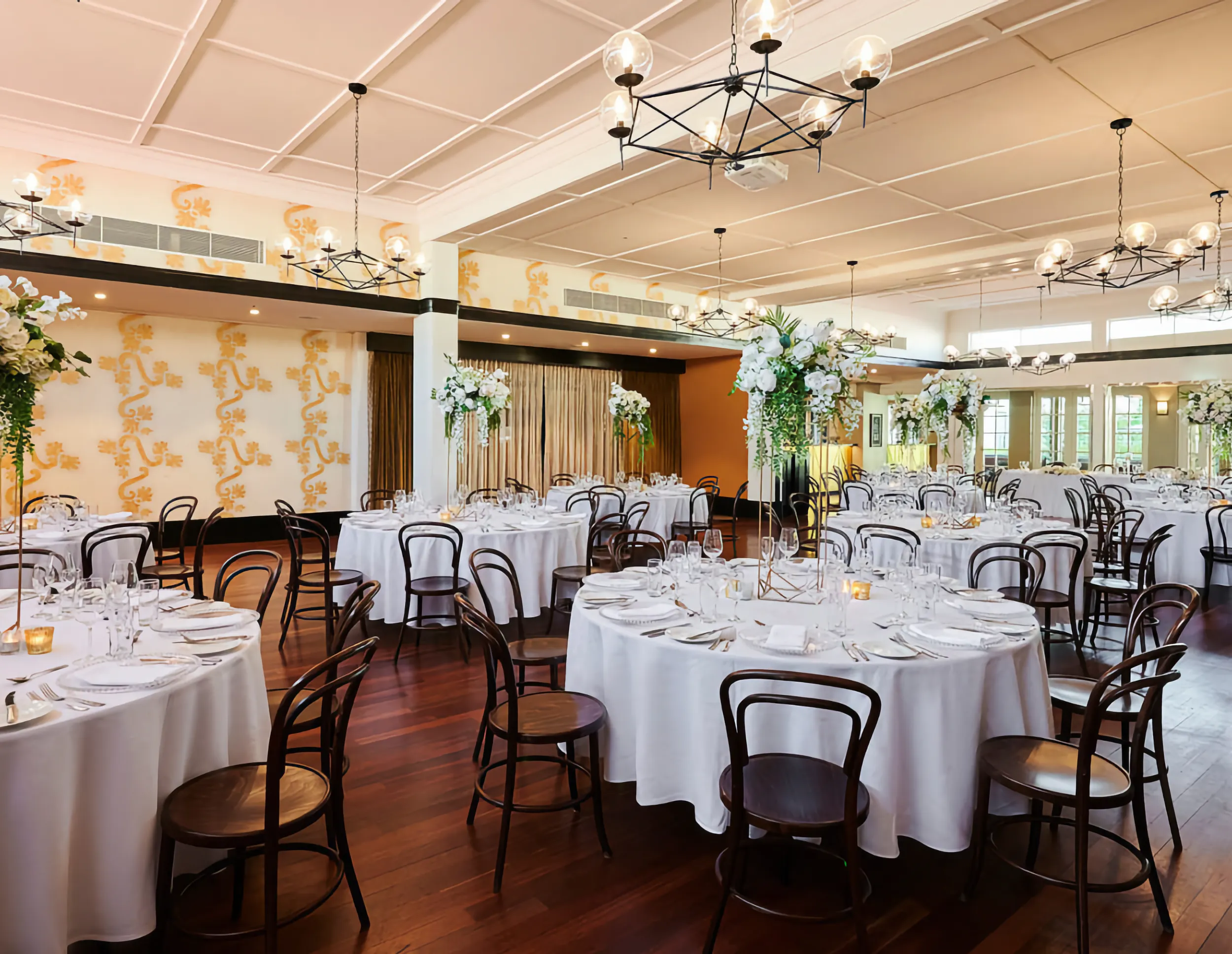Wedding receiption setup at the Hotel Kurrajong