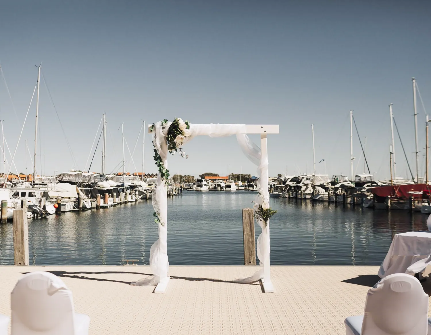 Arbour setup at the water's edge of Hillarys Yacht Club