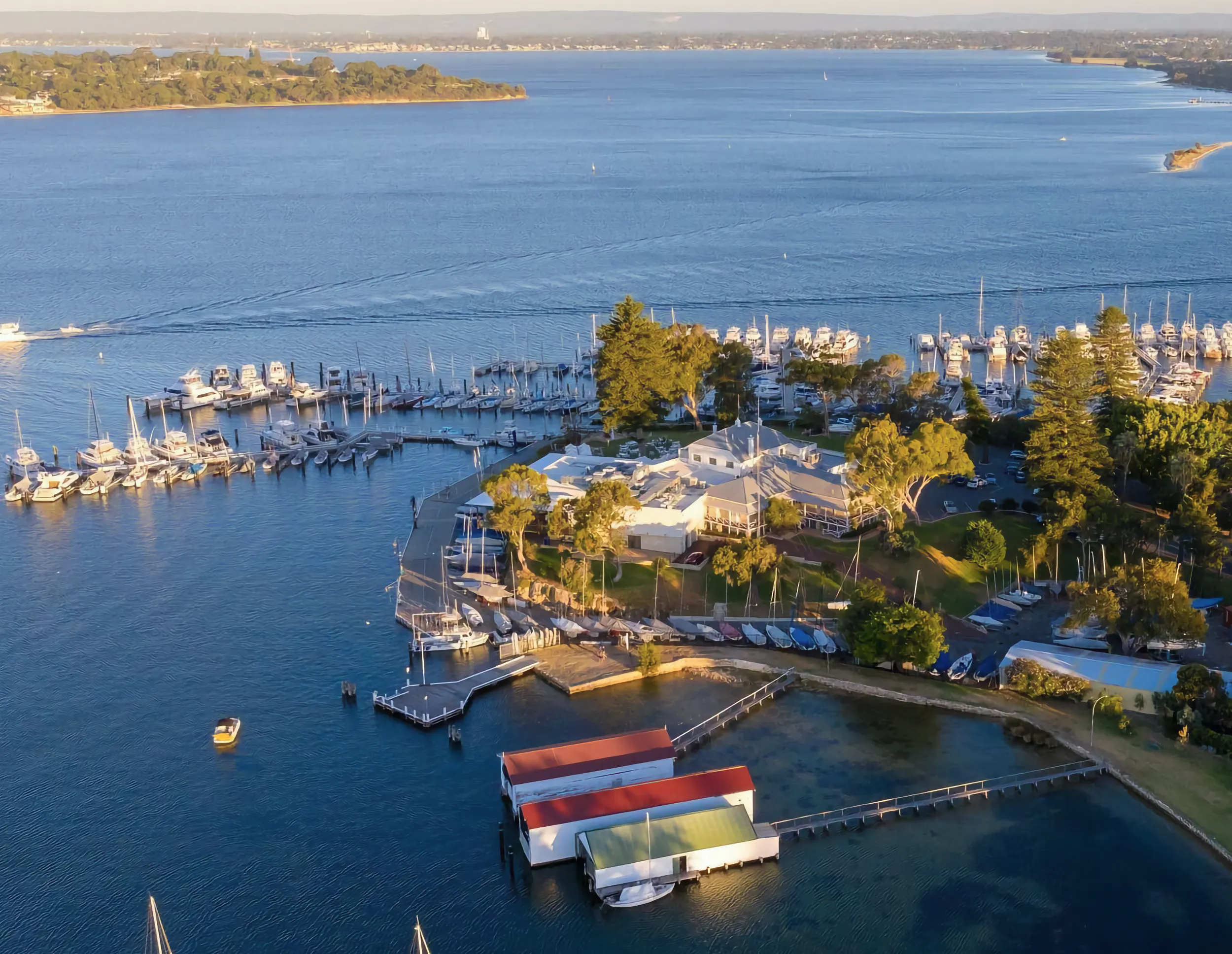Aerial view of the Royal Freshwater Bay Yacht Club