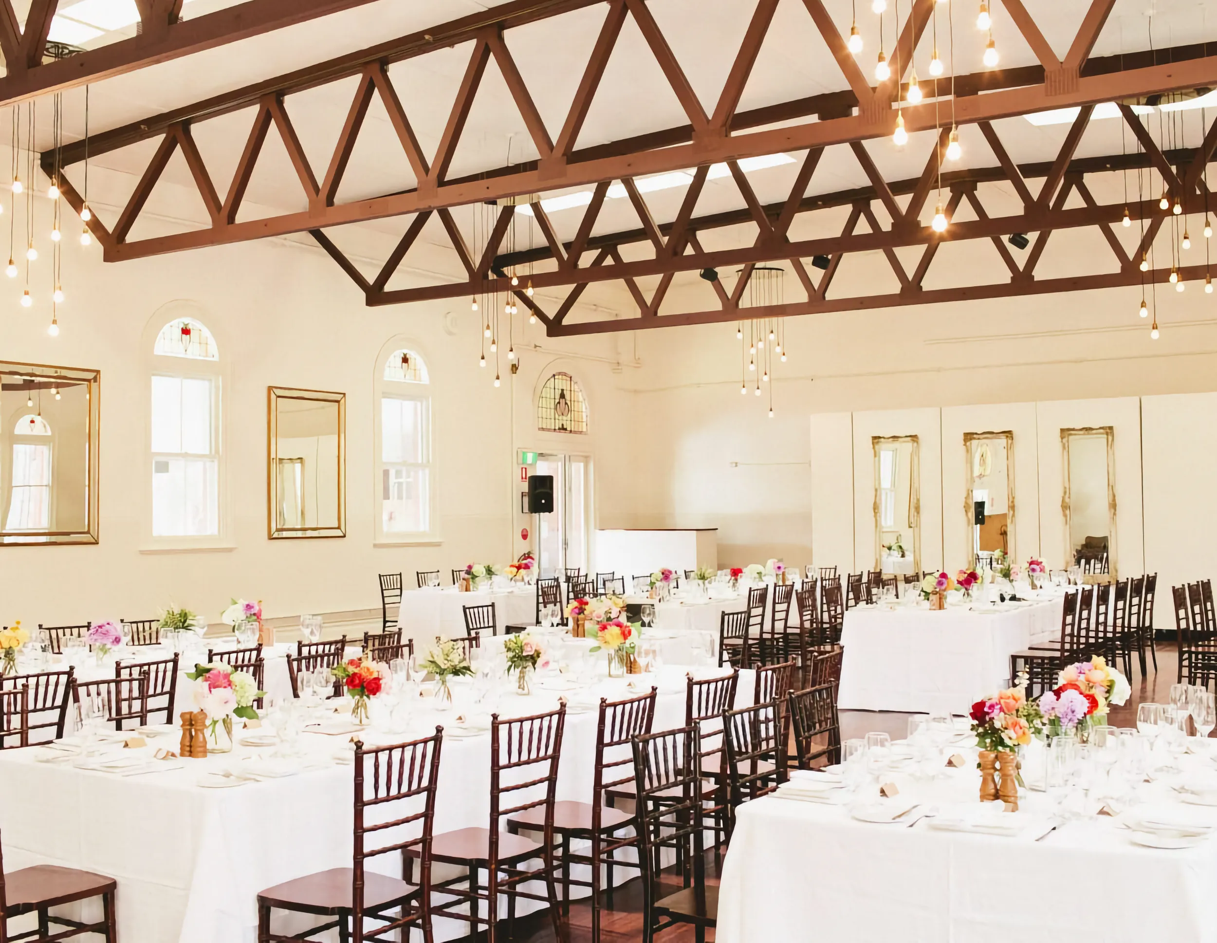 Wedding reception setup at Abbotsford Convent