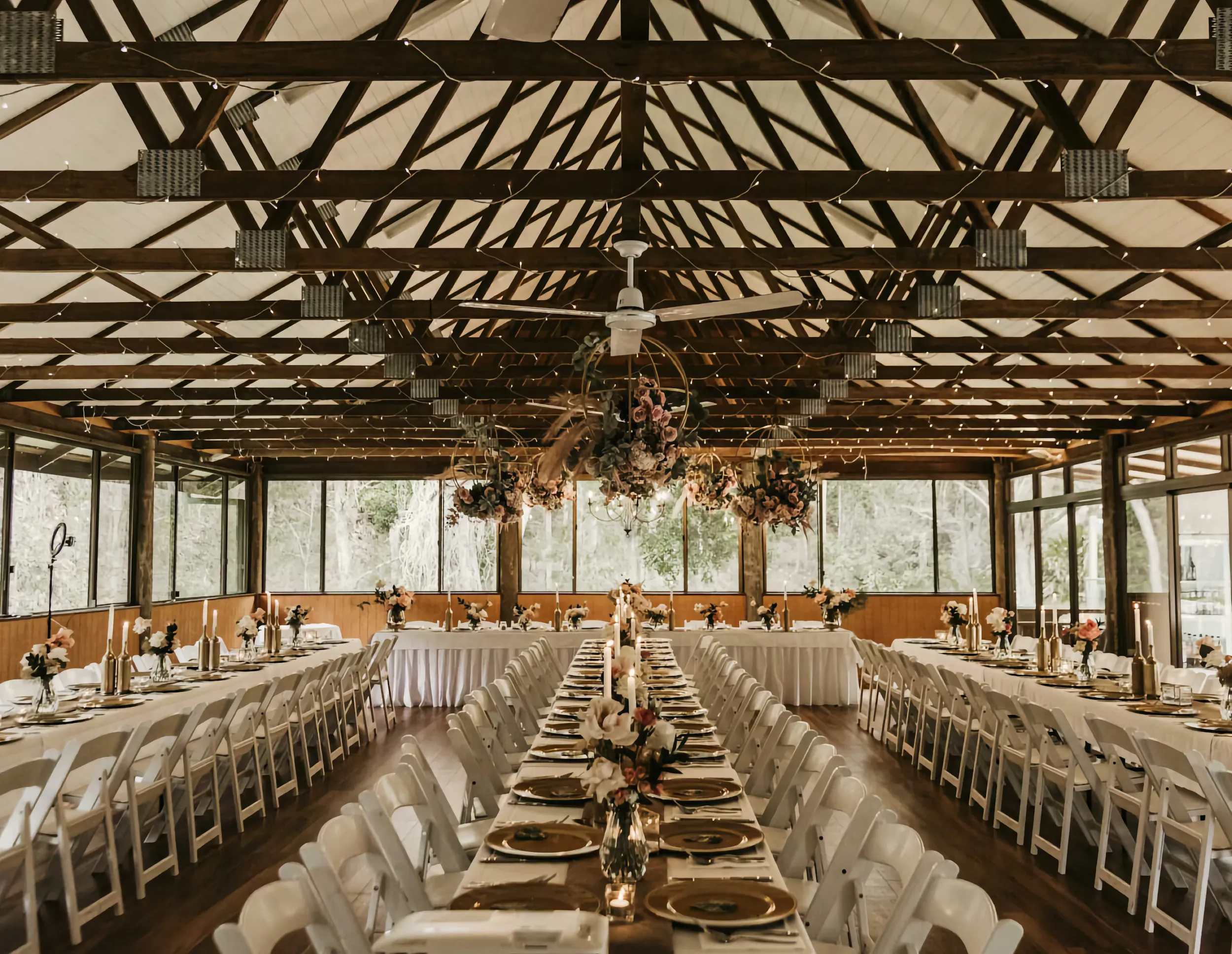 Wedding reception setup at the Bundaleer Rainforest Garden
