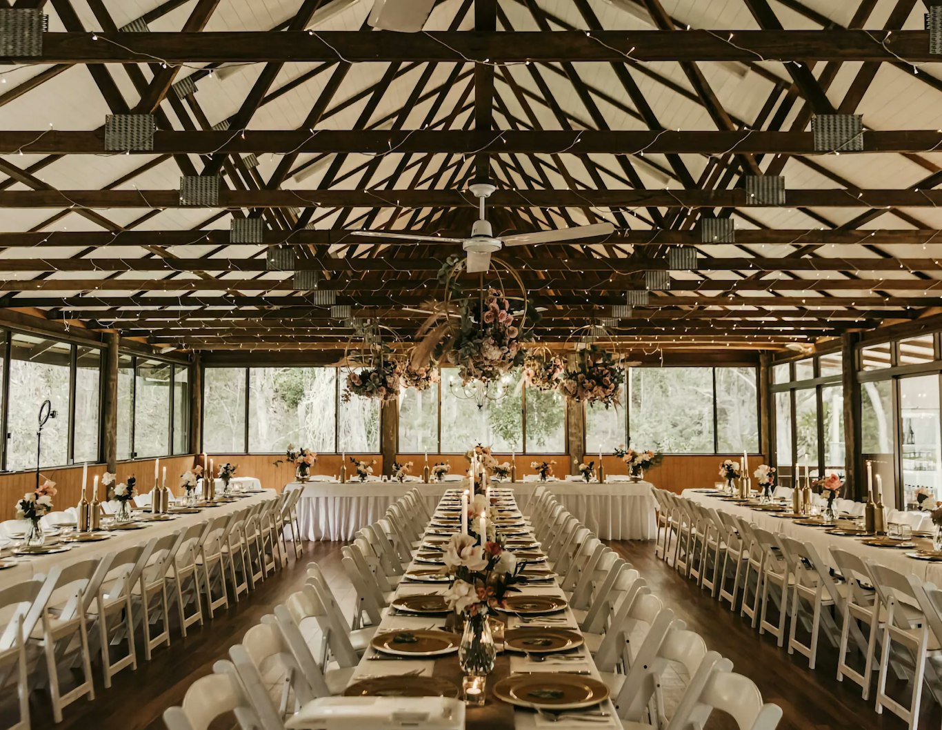 Wedding reception setup at the Bundaleer Rainforest Garden