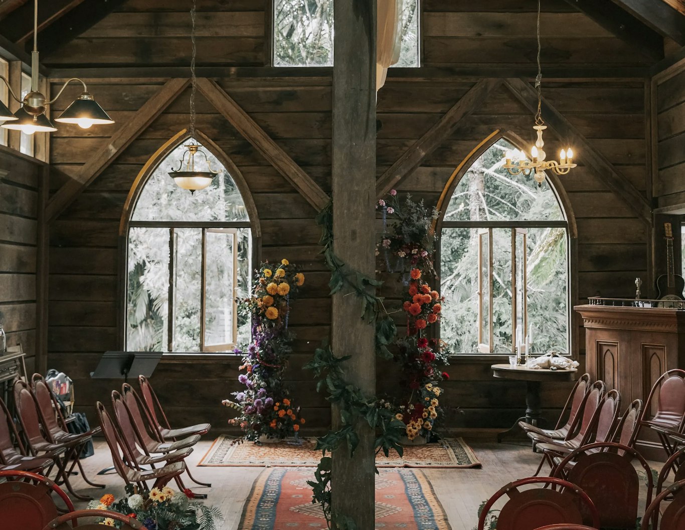 Wedding ceremoney setup at Elm House