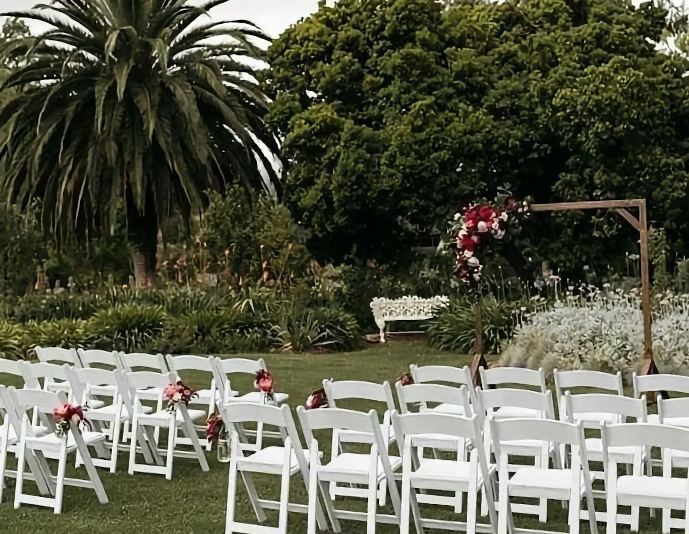 Outdoor wedding ceremony setup at Beaumont House