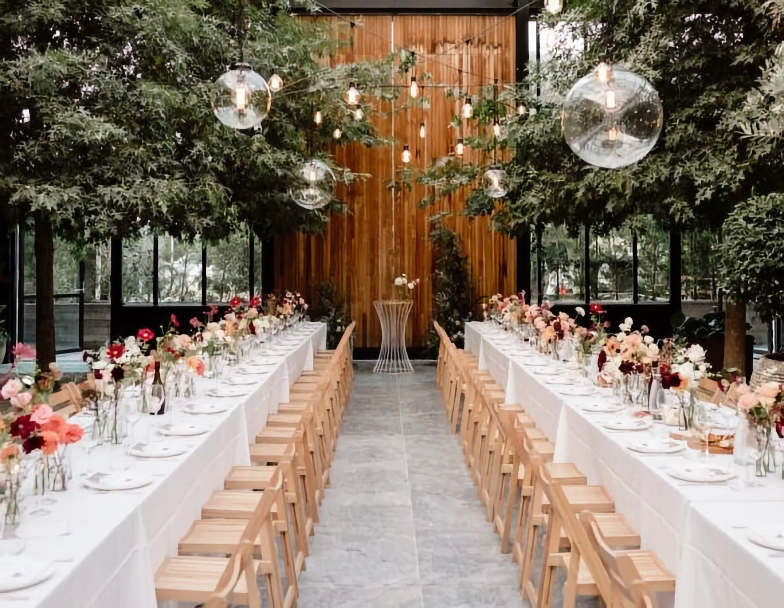Wedding reception setup at Glasshouse Morningside