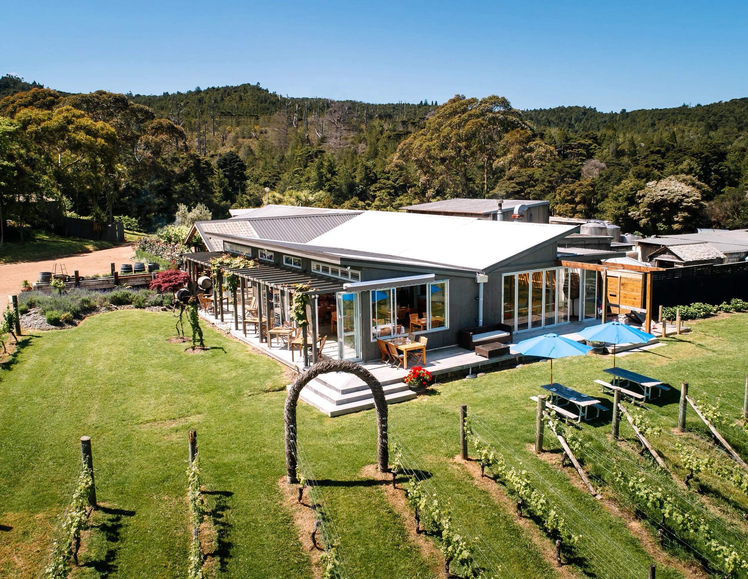 Aerial view of Passage Rock Winery