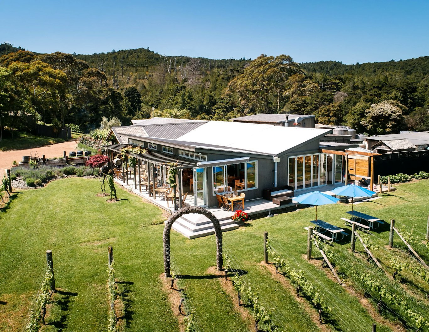 Aerial view of Passage Rock Winery