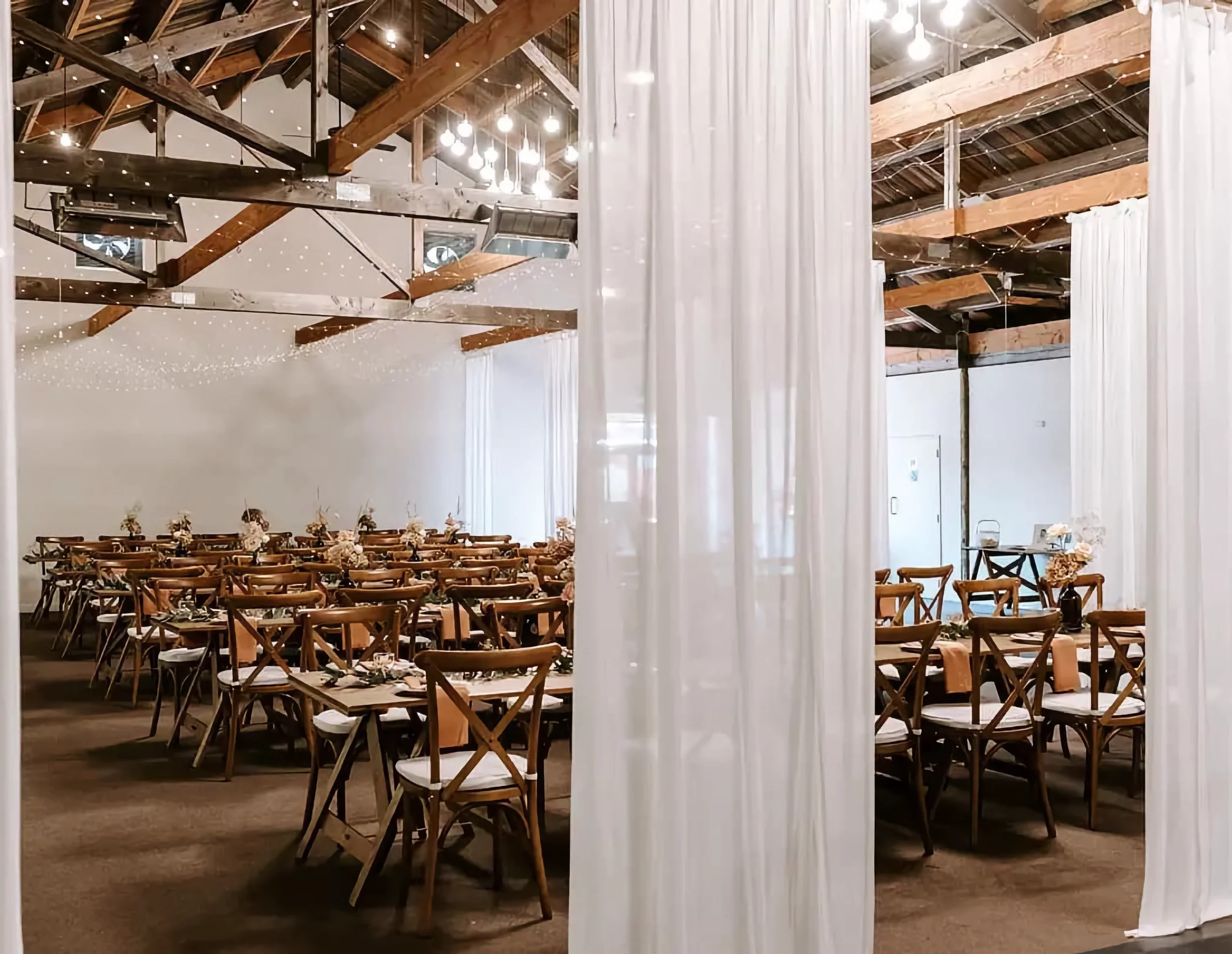 Wedding reception setup at Larcomb Vineyard