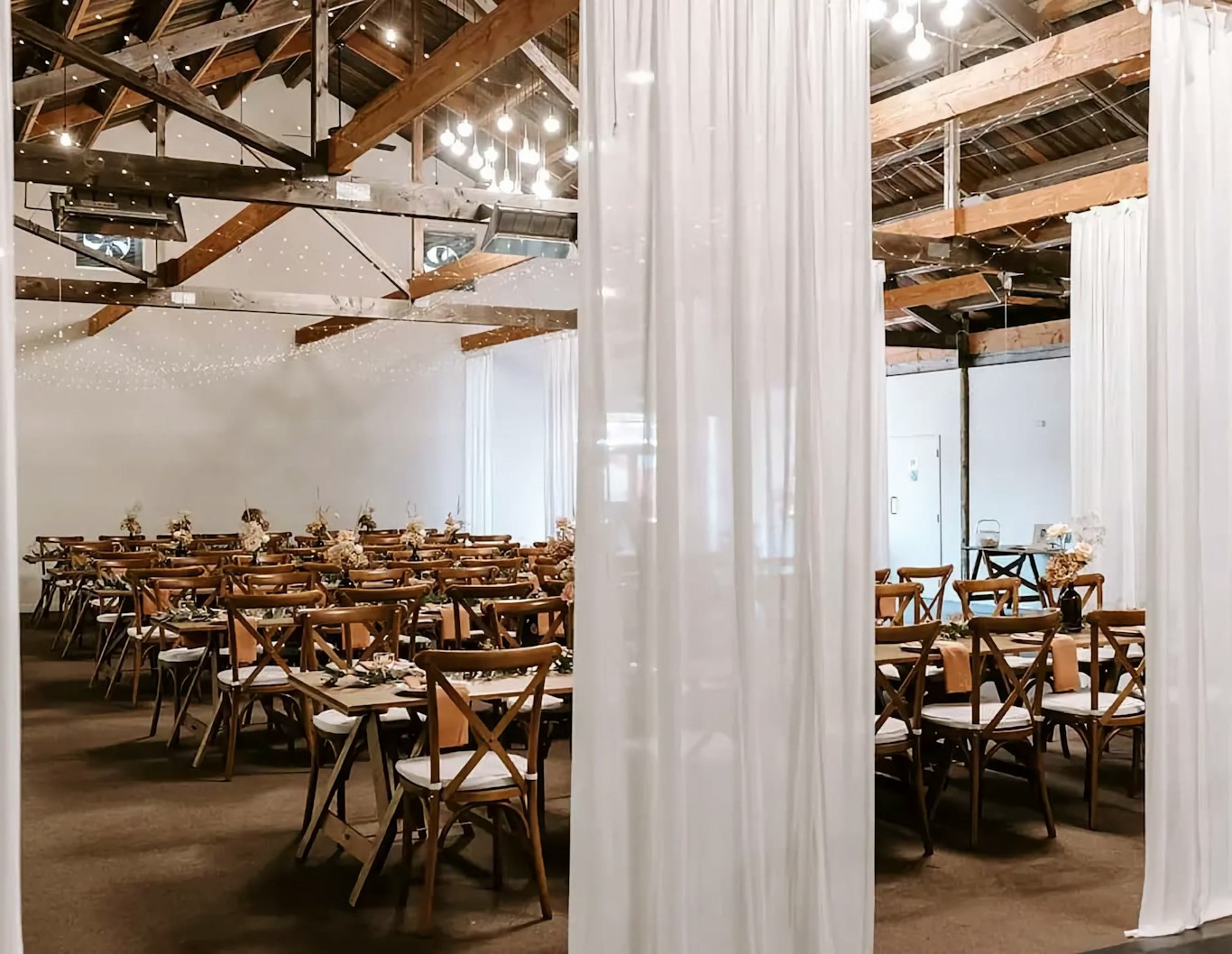 Wedding reception setup at Larcomb Vineyard