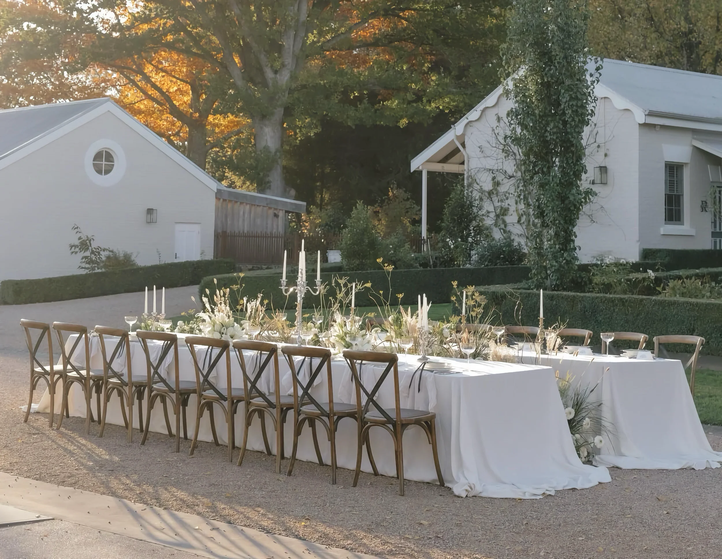 Outdoor ceremony setup at Calstock Estate