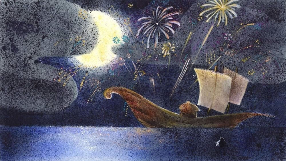 Crystal's little mermaid watching fireworks