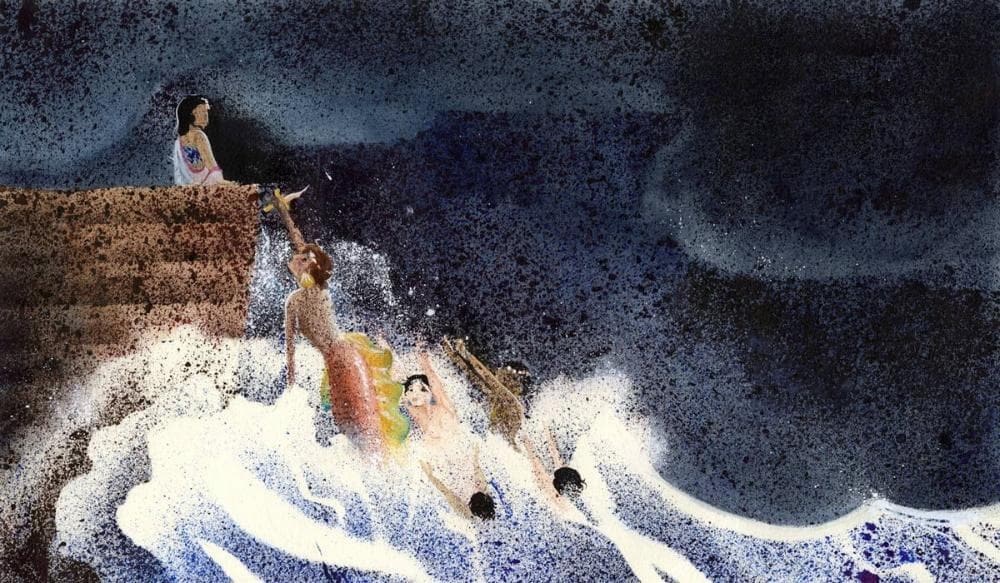 Crystal's little mermaid's sister's offering her a knife