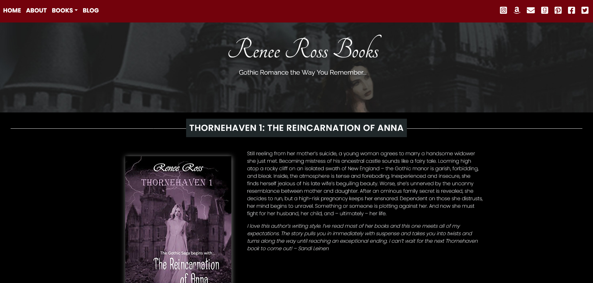 Screenshot of books page
