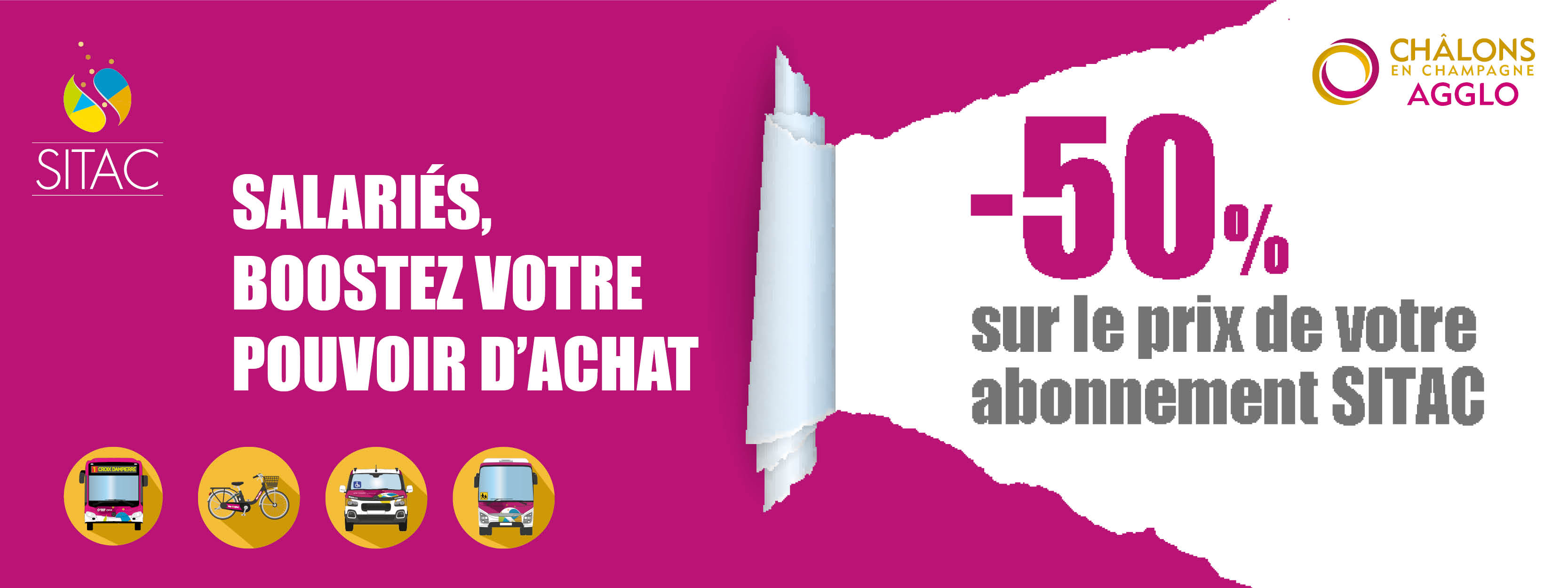 Prise en charge par votre employeur de 50% du prix de votre abonnement aux transports publics  (loi du 1er janvier 2009).