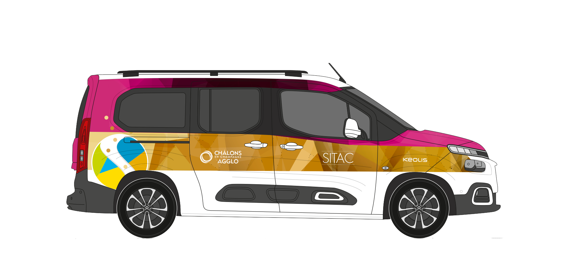 Voiture 5 places utilisée pour le Transport à la Demande du réseau SITAC