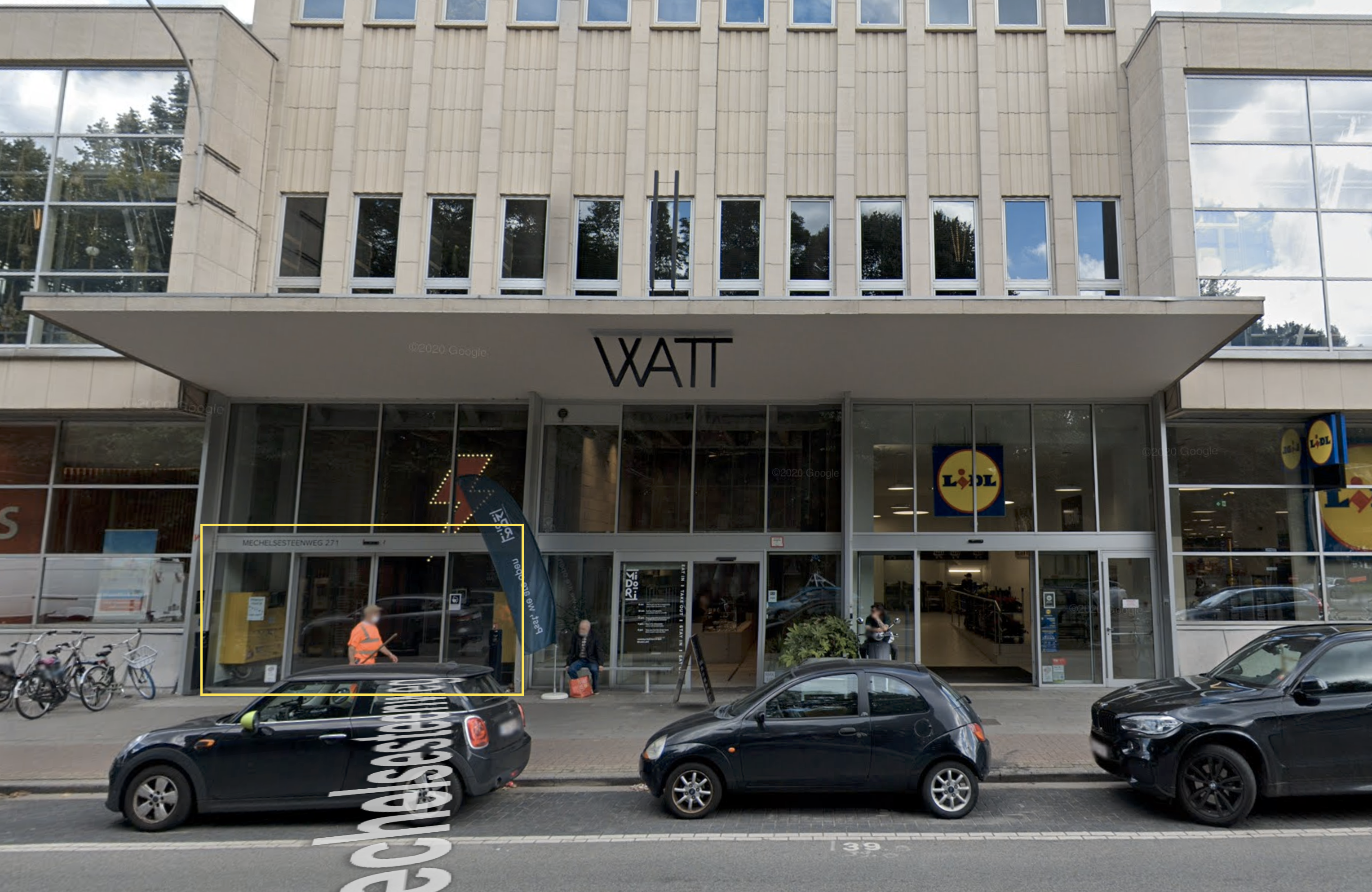 A Google streetview screenshot of the Wat building entrance