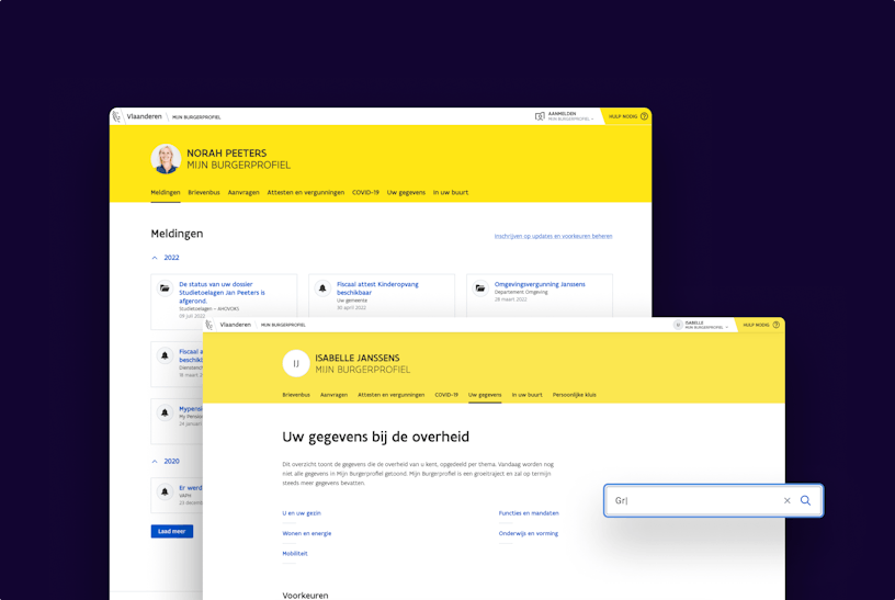 Screenshots of Mijn Burgerprofiel