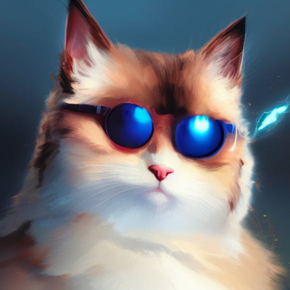 An AI-rendered illustration of a cat wearing sunglasses
