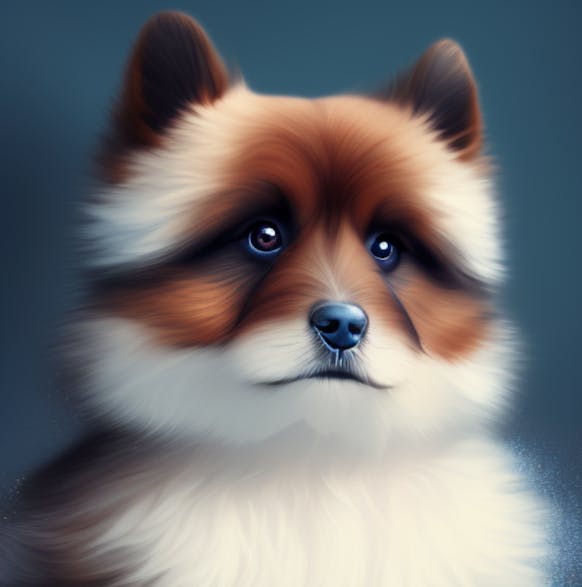 An AI-rendered illustration of a dog resembling a painting
