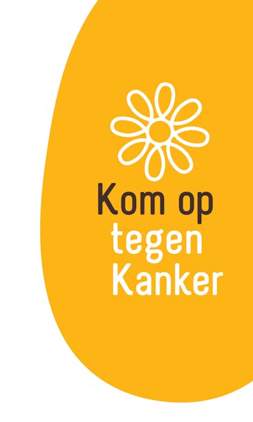 Logo Kom op tegen Kanker - witte bloem op een oranje achtergrond