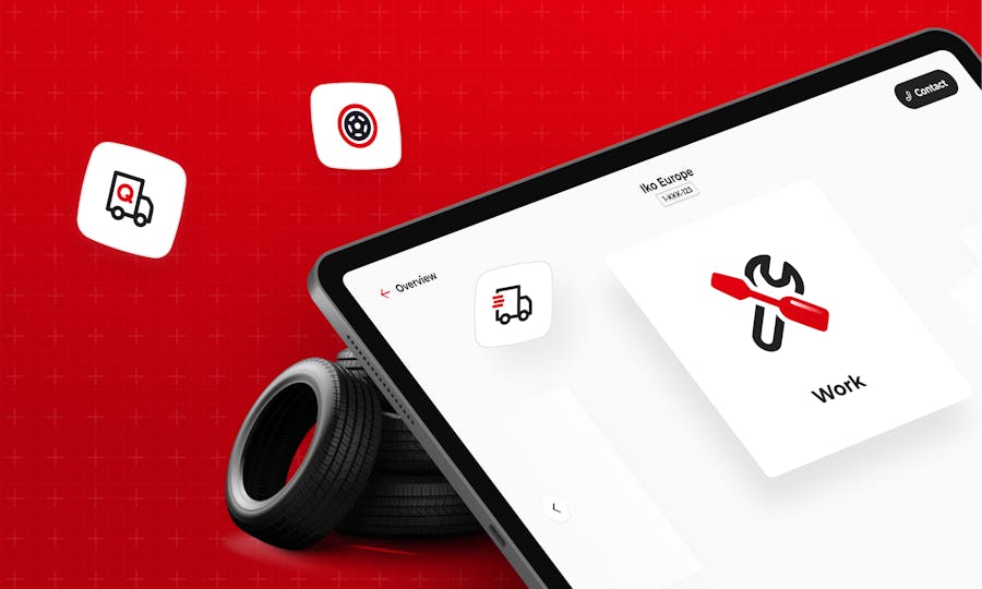 Mock-up of the QTeam breakdown app on a tablet