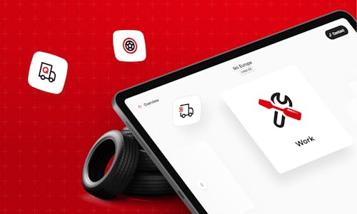 Mock-up of the QTeam breakdown app on a tablet