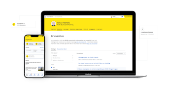 A smartphone and laptop showing screens of the application Mijn Burgerprofiel