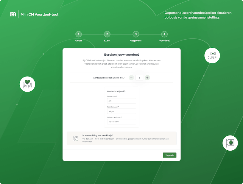 Interface of the tool 'Mijn CM-Voordeel'