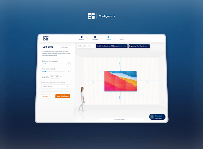 Screen mock-up of the dvled configurator