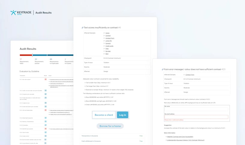 3 pages of Craftzing's accessibility test report showing the test results.