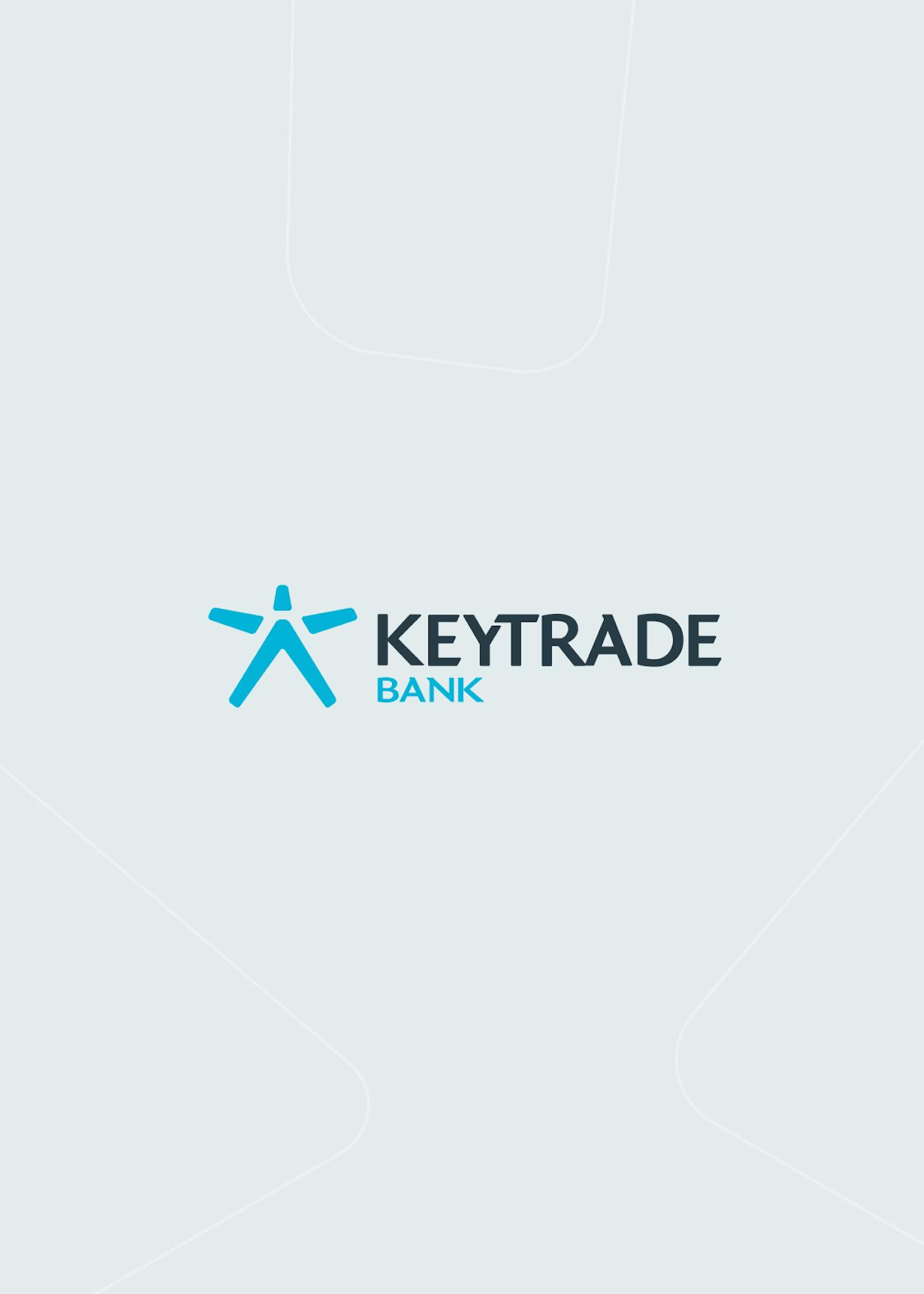 Keytrade Bank logo on a light blue/grey background.