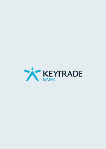 Keytrade Bank logo on a light blue/grey background.