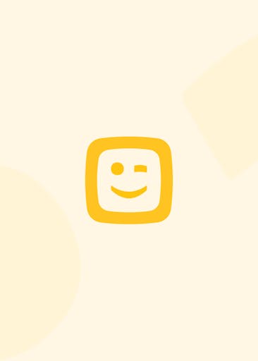 Telenet logo: square yellow minimalist emoji that winks on a light yellow rectangular shape.