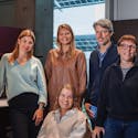 Group picture of some partners involved in Alivia: Camille Vanremoortele from KPMG, Hanne Verheust from Departement Zorg, Eline De Block from Craftzing, Bert Taelman from Departement Zorg, Laura Peeters from Craftzing