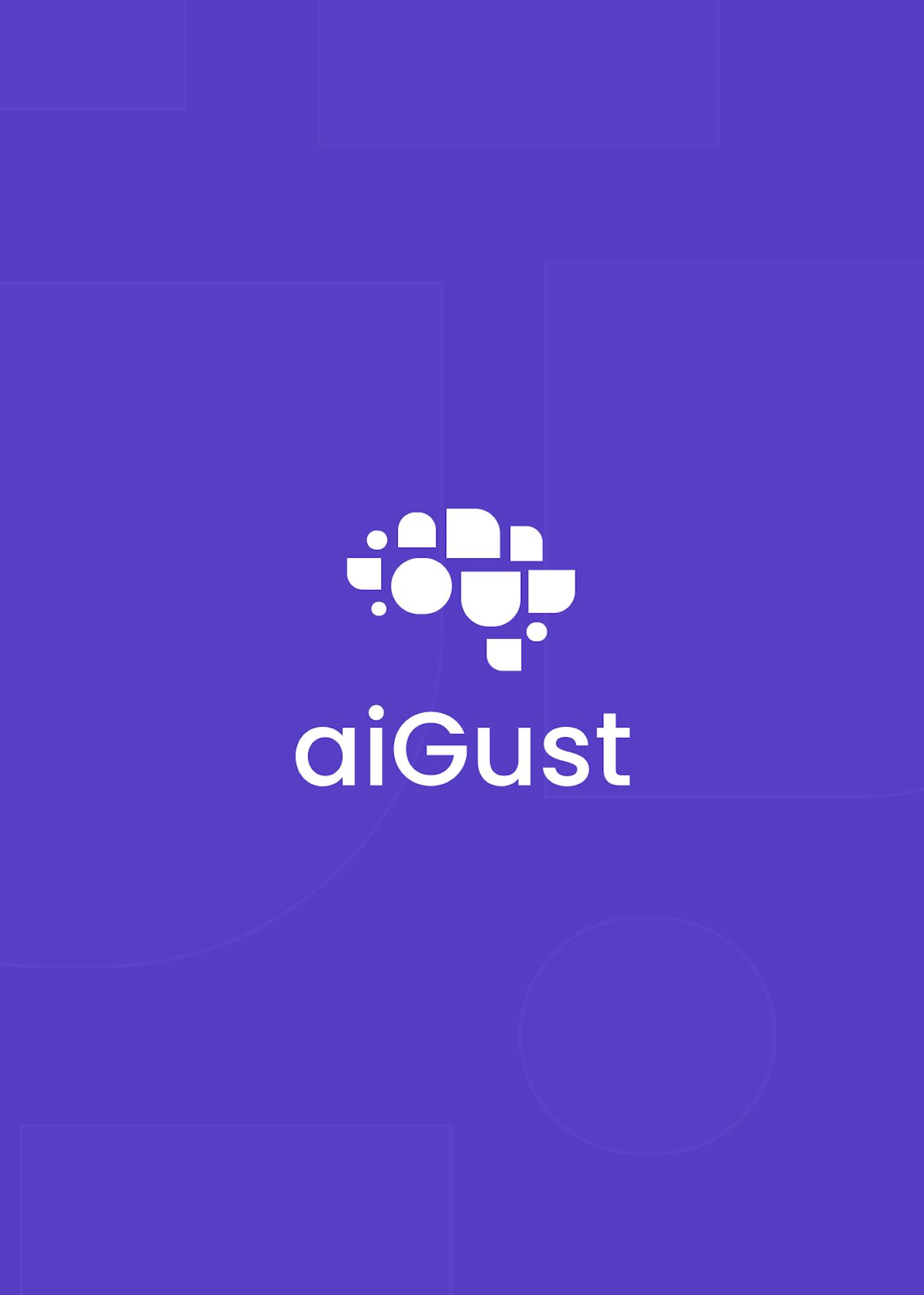 aiGust logo against a square purple background