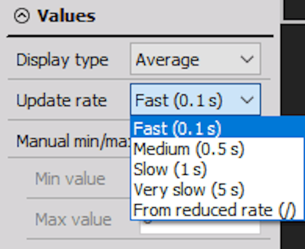 DewesoftX analog meter update rates