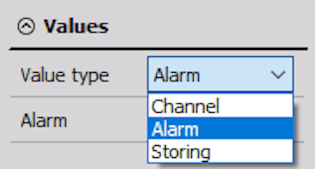 DewesoftX indicator lamp alarm value type
