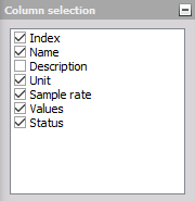 DewesoftX overload indicator column selection DewesoftX overload indicator column selection