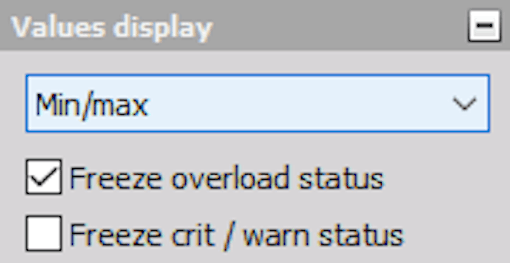 DewesoftX overload indicator values display