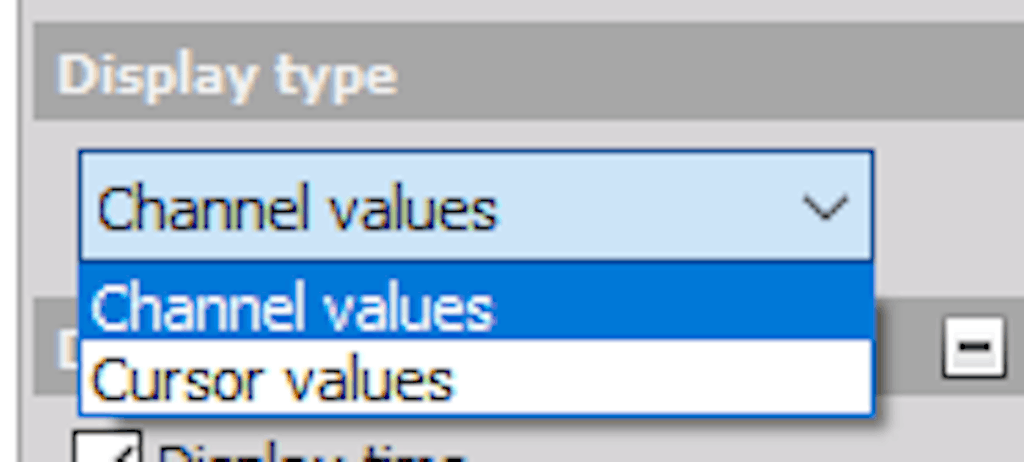 DewesoftX tabular values display types options