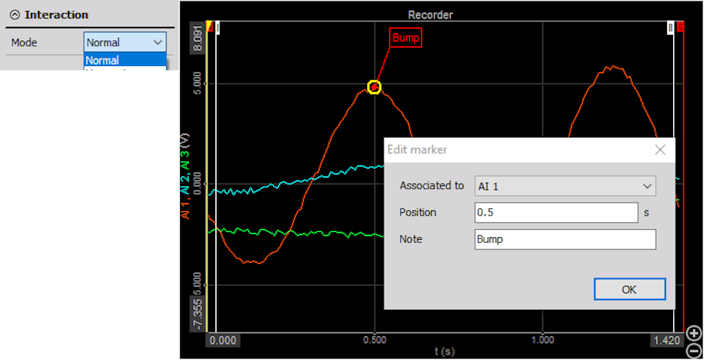 DewesoftX recorder interaction