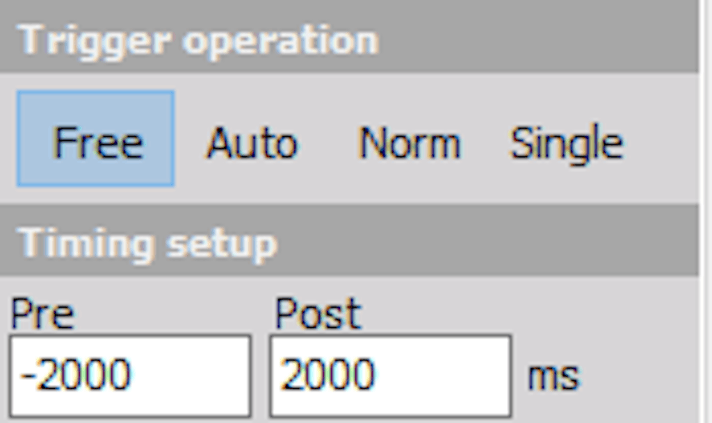 DewesoftX scope free run trigger option