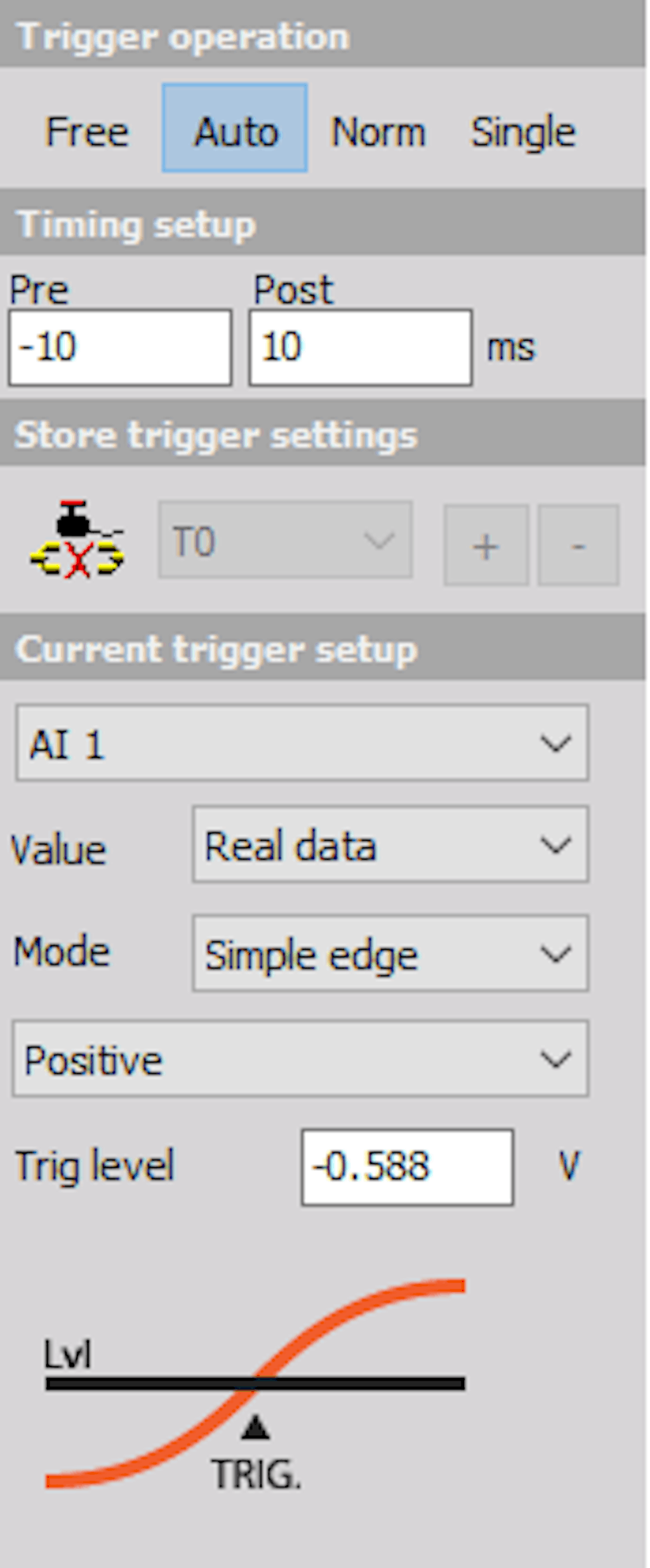 DewesoftX scope auto trigger option
