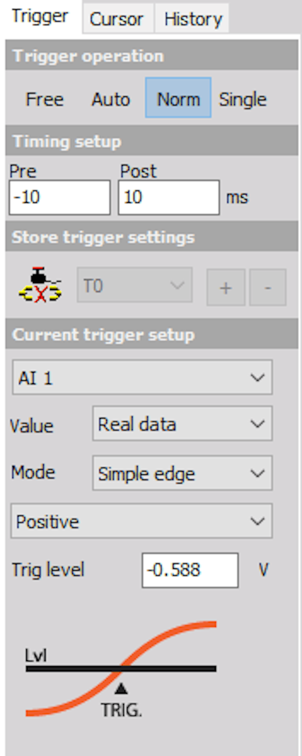 DewesoftX scope norm trigger mode