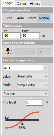 DewesoftX scope single trigger mode DewesoftX scope single trigger mode
