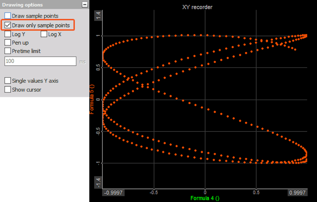 DewesoftX xy recorder draw only sample points