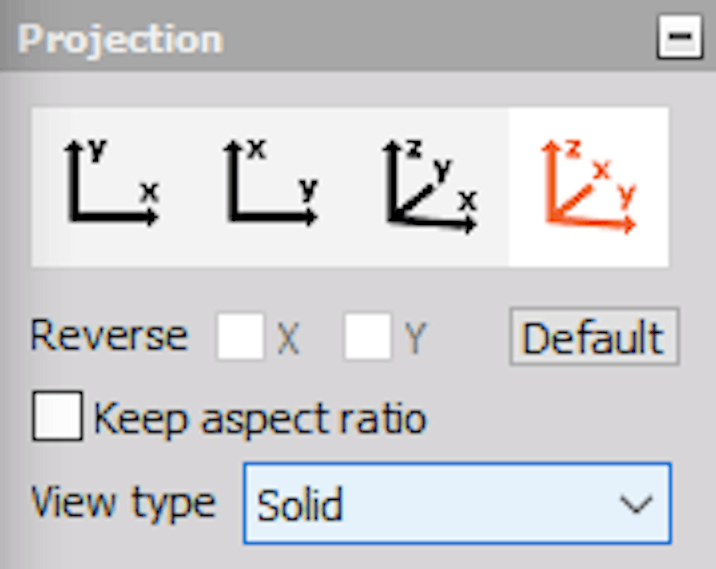 DewesoftX 3D graph projection settings