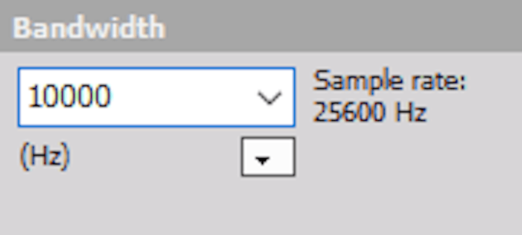 DewesoftX bandwith setip in the channel setup
