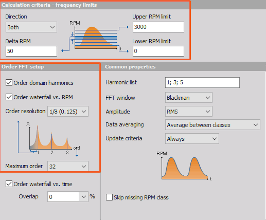 DewesoftX 2D/3D table row and column definition in the order tracking setup